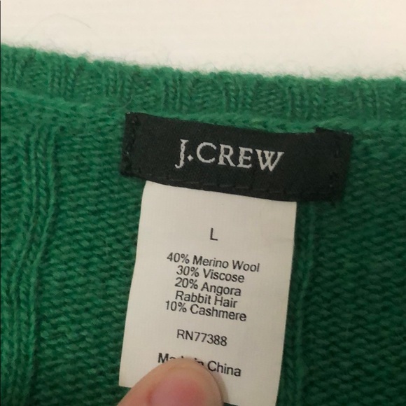 Green wool cable knit sweater - Picture 3 of 3